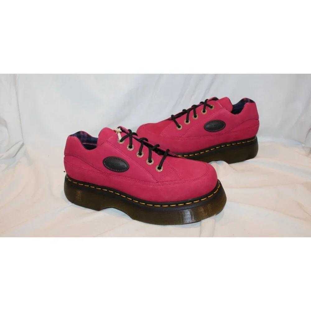 Dr Martens Women Buzz 5-Eye Suede Platform Loafer Shoes Fuschia Pink US 7 EU 38